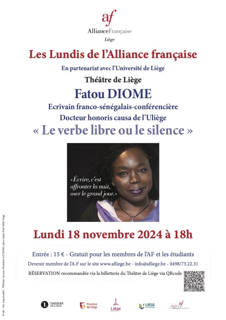 Lundi 18 novembre 2024 Fatou Diome au Théâtre de Liège